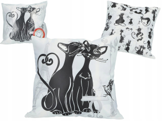 Vankúš - Saténové vankúše Crazy Cats 45x45