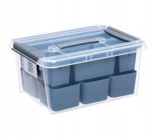 Box s odtieňmi veka šedej a striebornej, priehľadnej