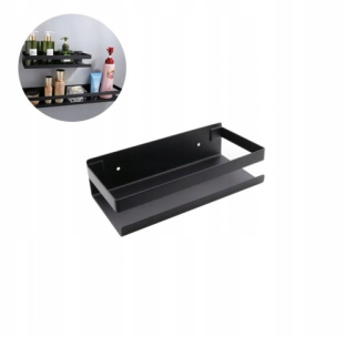 Držiak na toaletný papier - 20 cm polica z nehrdzavejúcej ocele (čierna)
