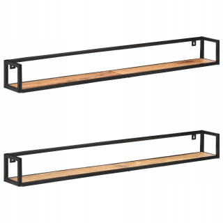 Nástenné police, 2 ks, 160 cm, tuhé drevo Acacia