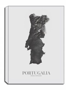 Portugal, grafitová mapa - maľovanie na plátne 90x1