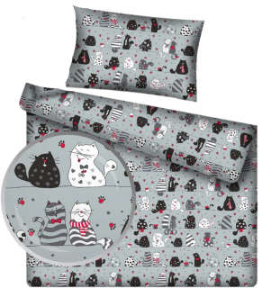 Posteľné obliečky - Podstielka 100x160 Bavlna Mačky Mačiatka s Mačka Kat