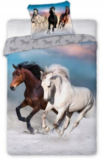 Posteľné obliečky - Súprava obliečok Faro Súprava detských obliečok kôň jednorožec 140 x 200 cm viacfarebná