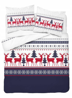 Posteľné obliečky - Vianočná posteľná bielizeň 160x200 Navy modrá červená