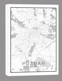 Poznaň mapa čiernobiela - obrázok na plátne