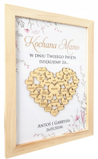 Ďakovný darček pre mamu ku Dňu matiek, narodeninový obraz so zlatým srdiečkom