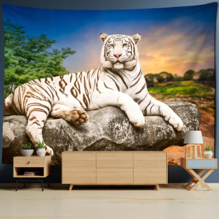 Psychedelic Tiger a Lion tapisérie steny zavesenie h