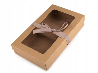 Papierový box s oknom a stuhou 5 ks