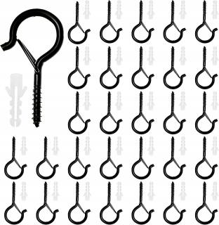 Vešiak - Q Hanger 30 Pack čierny kovový stropný háčiky s