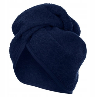 Turban na hlave z ihly a bavlnené závity odtieňov modrej farby
