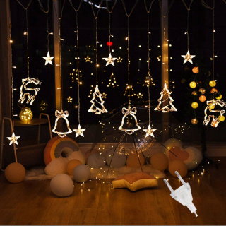 Vianočné osvetlenie - VIANOČNÁ ZÁCLONA SOBÍ LED lampy 2,5m GIRLAND