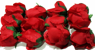 Saténová ružová hlava v Bud Red 12 PCS