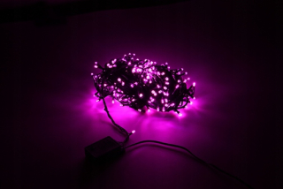 Svetla na Vianočný stromček - Ružová 200 LED pevná + biely záblesk vianočný strom lampa