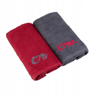 Slečna Lucy Towels 2 ks 70x140 cm Burgundsko/šedá