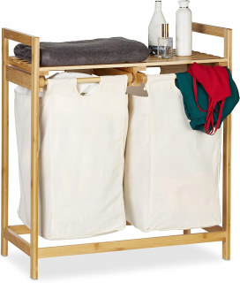 Kôš na prádlo - Relaxdays Cream Piery Basket 2x 30L