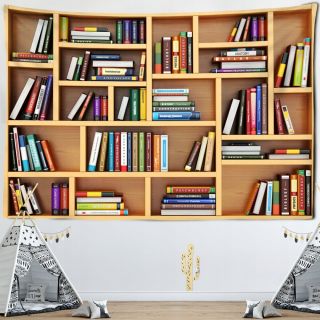 Retro knižnica vínna skrinka 3D tapiséria Art Wall