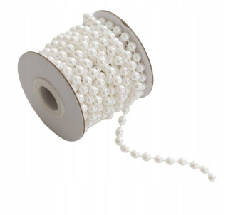 PEARL GARLAND Perly na vianočný stromček, biele, 5m