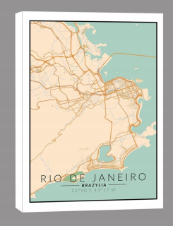 Rio de Janeiro Farebná mapa - obrázok na plátne