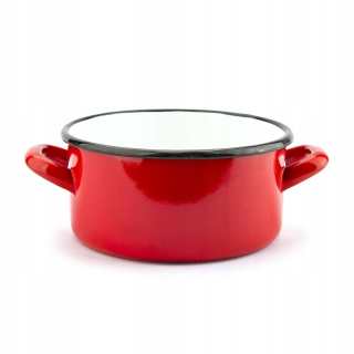 Hrniec, kastrol - Kastróla smalt s ušami 22cm 4.0L červená
