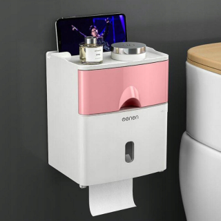 Držiak na toaletný papier - Pink Two -Layer Vodotesná multifunkčná škatuľka