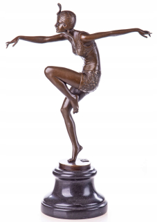 Bronzová tanečnica socha tancujúca žena Art deco