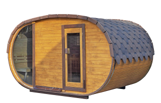 Oválna záhradná sauna s elektrickým sporákom