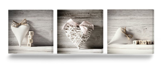 Shabby Triptych1 90x30 Obrázok na plátne srdcia
