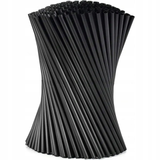 Rovné slamky na pitie, čierne, 7mm, 24cm, 500 ks.