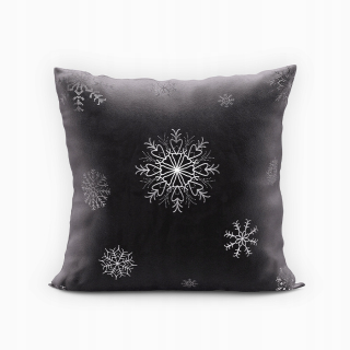 Obliečka na vankúš - Snehové gule Velvet 40x40cm blízko čierneho/striebra