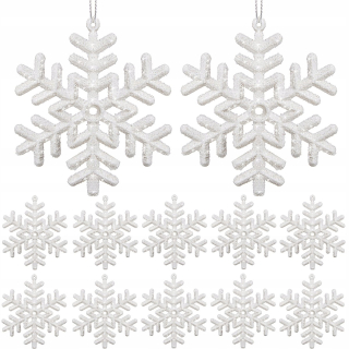Vianočné ozdoby - Snehové vločky vianočný stromček 12ks brokáty Baubles