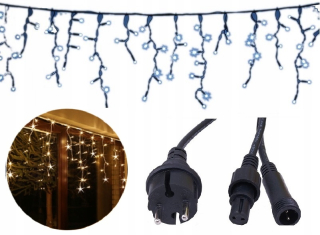 Vonkajšie vianočné osvetlenie - Cencúle 120LED Externý Biele Warm + Warm Gloss