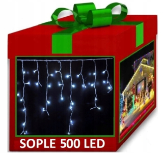 Vonkajšie vianočné osvetlenie - Sople 500 LED hojdajúcu studená biela