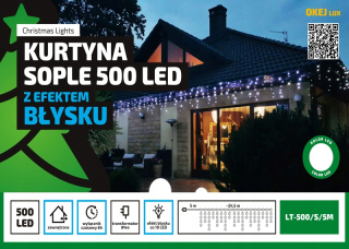 Vonkajšie vianočné osvetlenie - Sople Externý 25m Flash 500LED vianočné stromčeky lampy