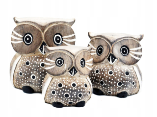 Owl Owl Owl Drevená figurína sada 3 strán
