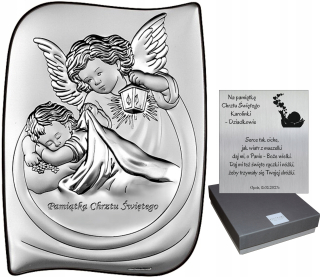 Strieborný obrázok Angel Guardian Krst suvenír gravírovanie