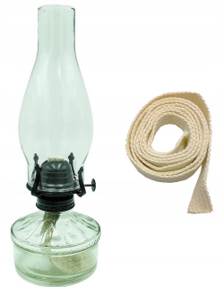 Štýlová sklenená olejová lampa + náhradný knôt 50 cm