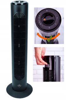 Stĺpový ventilátor Columbia Vac WKC20, čierny