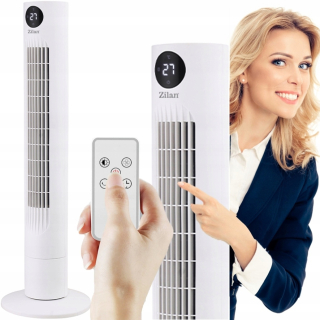 STĹPOVÝ VENTILÁTOR 60W BIELY 90CM + DIAĽKOVÉ OVLÁDANIE KÝVANIE TEPLOMER TURBO VÝKON