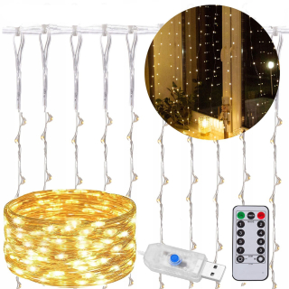 SVETELNÁ ZÁPONA 300 LED 3x3m ICILS LAMPY GARLAND DIAĽKOVÉ OVLÁDANIE TEPLÉ BIELY