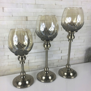 Lampáš, svietník - Sklenený svietnik lampáš set 1-2-3 darček