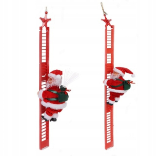 Vianočná postavička, dekorácia - Santa Claus 70 cm na žiariace rebríku