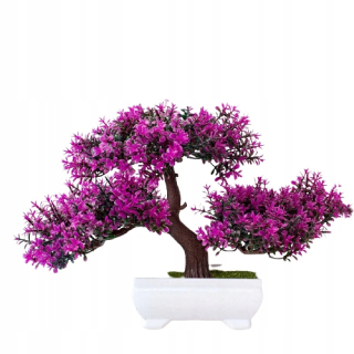 Umelý bonsai strom v bielom hrnci rastliny