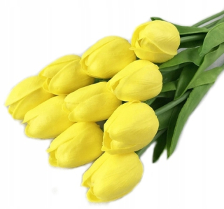Umelý tulipány Žlté kvety kytice 34 cm 31 ks