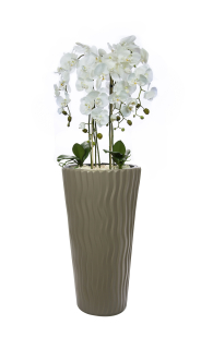 Umelá orchidea 130cm 5 vetiev pot moka xxl