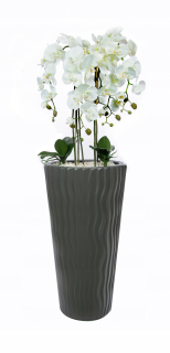 Umelá orchidea 130 cm 5 pobočky pot šedá XXL