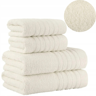 Súprava uterákov - Sada 4 ks bavlnených uterákov DORA (2x 50x90cm + 2x 70x140cm) krémová