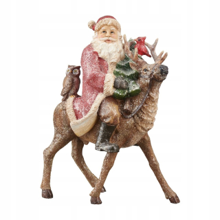 Santa Claus na sobovi Vianočná figúrka 28 cm GIVRE VILLA ITALIA