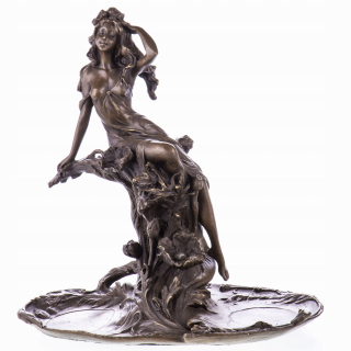 Art nouveau socha žien na vodných ľalie bronz
