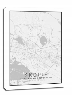Skopje mapa čiernobiela - obrázok na plátne
