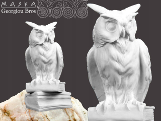 Sova na knihe -Alabaster grécka